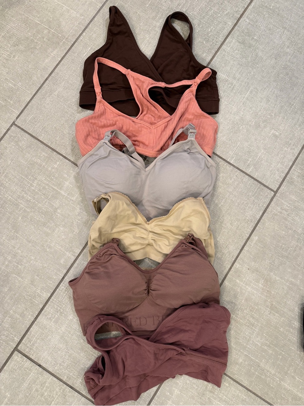 Essential Nursing Bras, Everyday Wireless Bralette - Set of 6 Mixed Neutral Colo